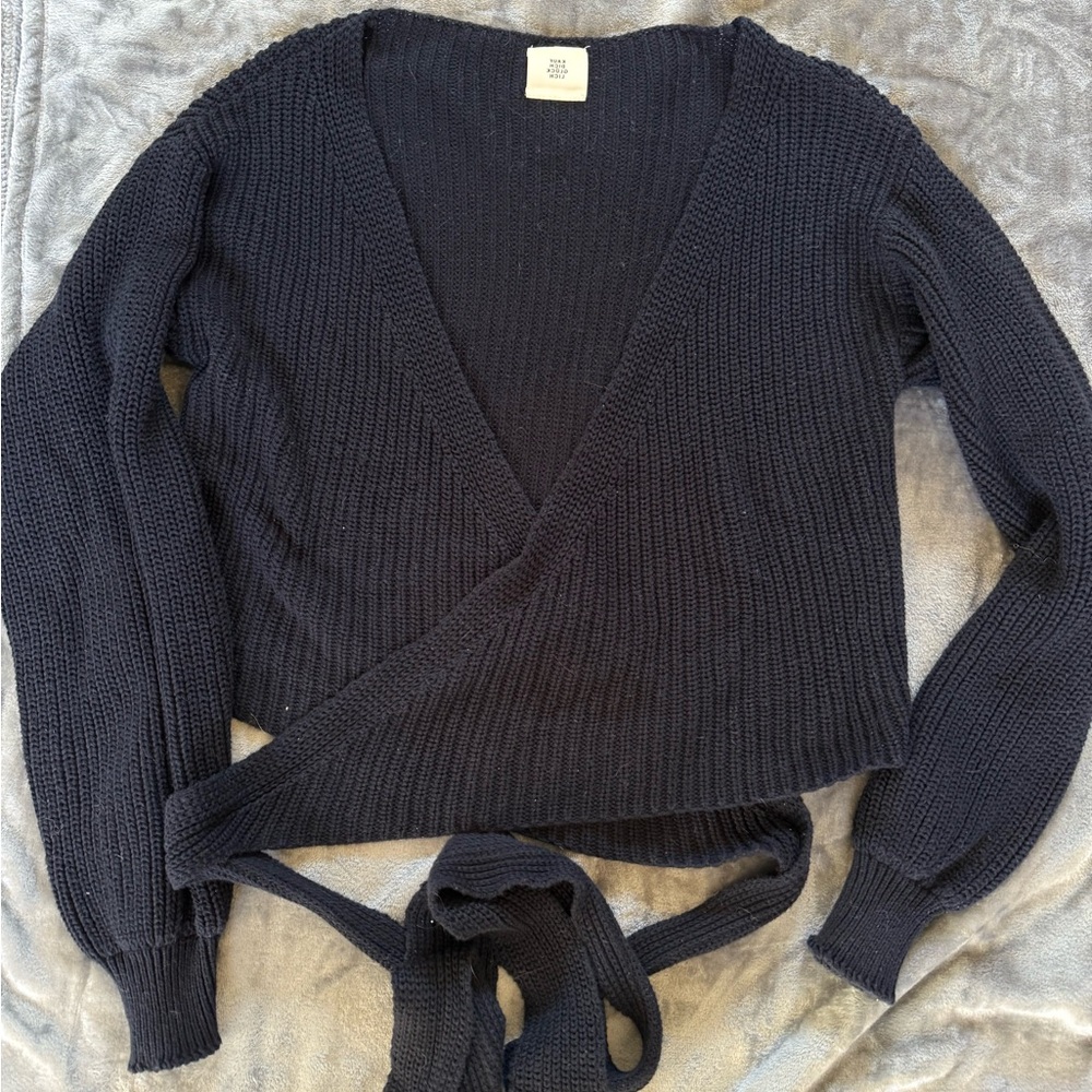 Women's Black Wrap Sweater